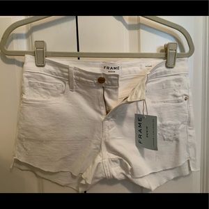 White denim shorts from FRAME